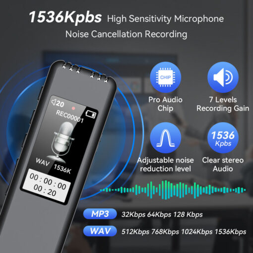 Professional  HD Noise Reduction One-Touch RecordingVoice Recorder for Meetings Lectures and Student Use - Image 4