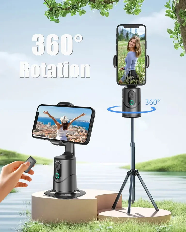 09166af4ccac372327fc5f888e39eaecd41a904347d2fbe6b7759778f837bc88 Q12 Auto Face Tracking Gimbal Smartphone Holder 360 Rotation Wireless Control Gesture-activated Selfie Stick Tripod Built-In - Image 1