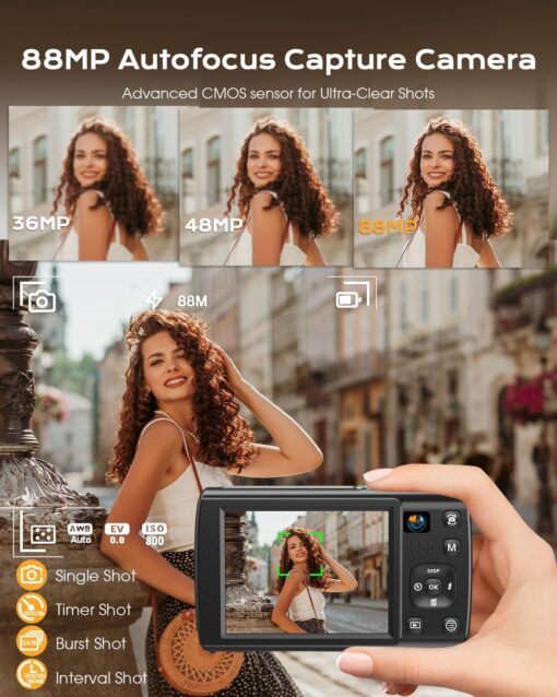 New 8K 88MP Digital Camera for Photography with WiFi Front Rear Lens  Autofocus Touch ScreenVlogging Camera for YouTube & Travel - Image 3