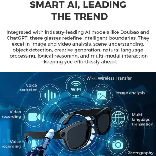 M01AI Smart Glasses Translation Wireless Video Record Photography 800W Camera BT Call Wifi Men Women Smart Glasses with M01pro - Image 2
