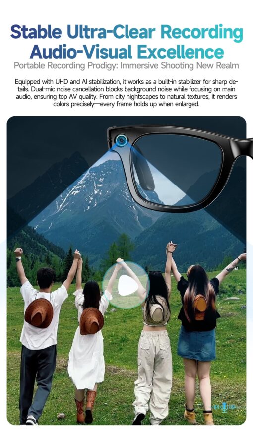 AI Smart Glasses Camera 8MP WiFi Voice Control Meeting Summary ChatGPT Powered Anti-Shake Noise Cancelling Waterproof Sunglasses - Image 8