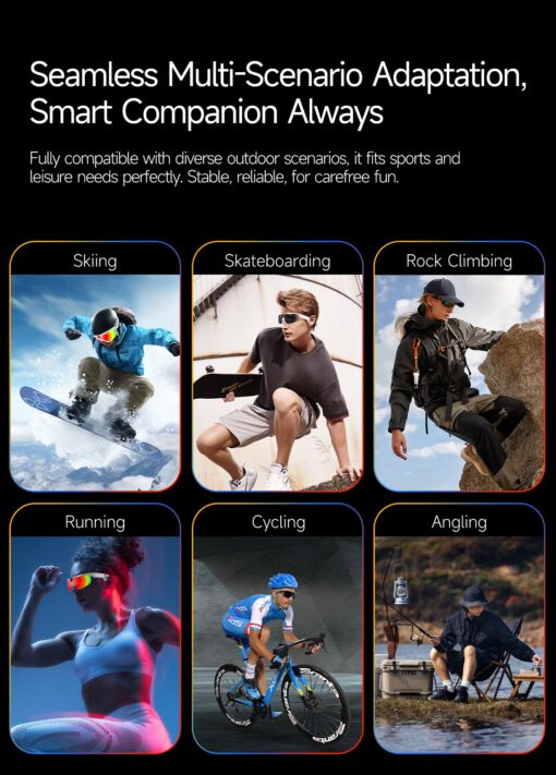Hot Sale Outdoor AI Fashion Smart Glasses for Riding 1200P Video Recording Real-time Translation IP66 Waterproof 8 Hours Music - Image 5
