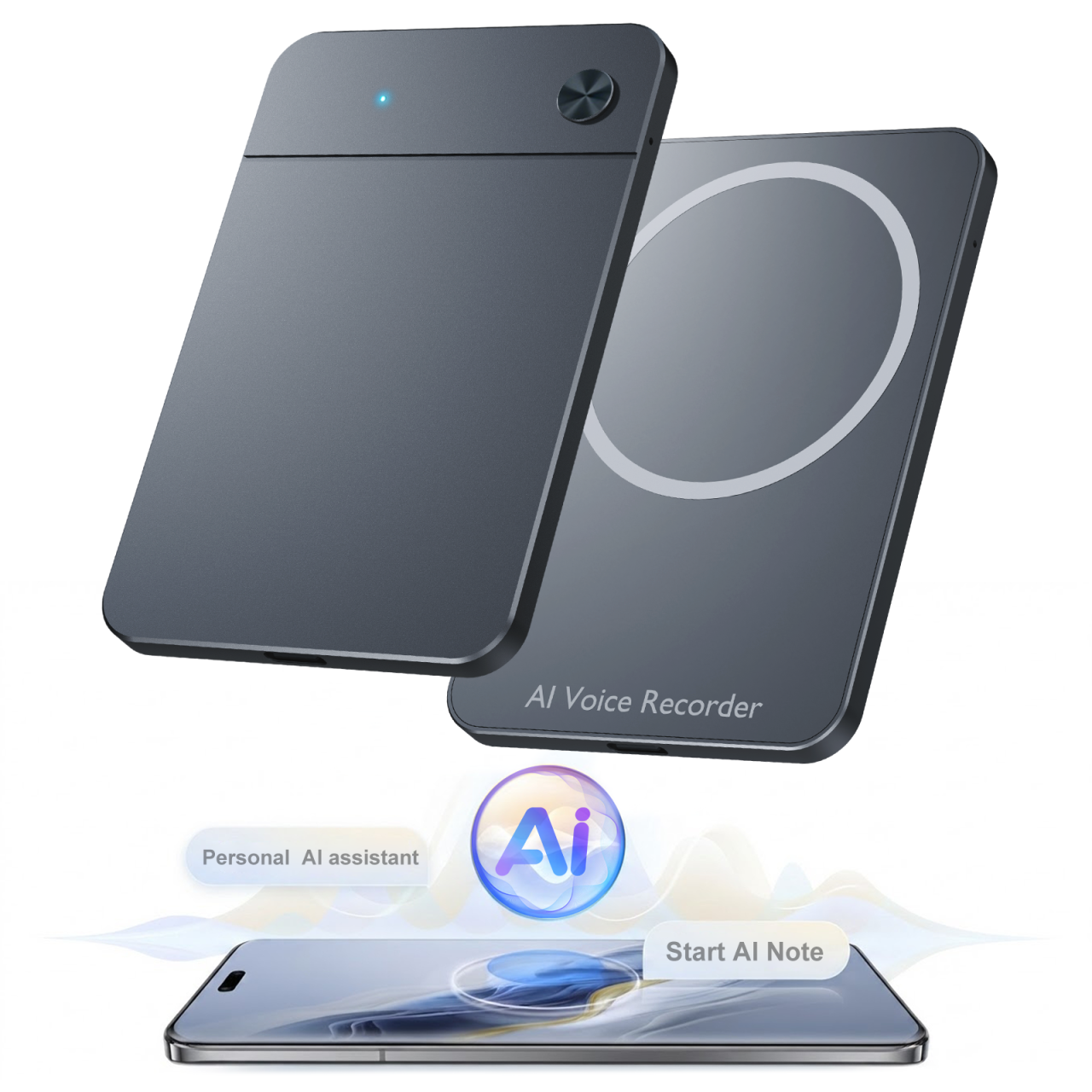 144e457bcf7d3f17fe248a23b408c805d68ba370ecbc06e71e60b11d41d0822f AI Voice Recorder for Transcription Conference AI Voice Assistant Device for Summary Mind Map Meeting AI Note Taker With Magsafe - Image 1