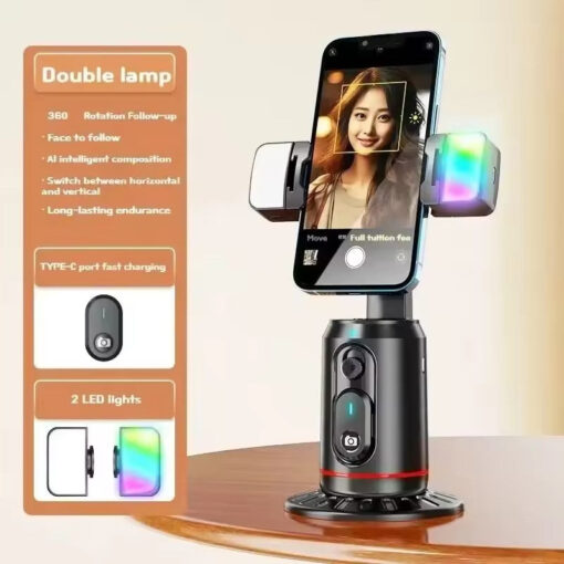 360° Rotating Smartphone Gimbal Stabilizer with Face Tracking & Remote Shooter - Auto Selfie Stick for Live Streaming/Vlogging - Image 6