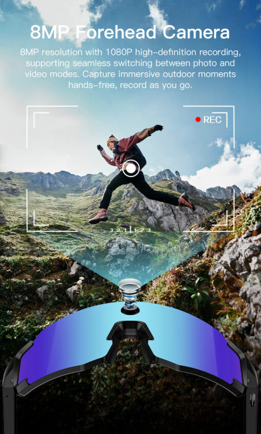 M14 AI Smart Glasses Sports Camera 8MP Video Recording Camera Open Headphones Audio AI Voice Cycling Sunglasses BT Call 4GB - Image 8