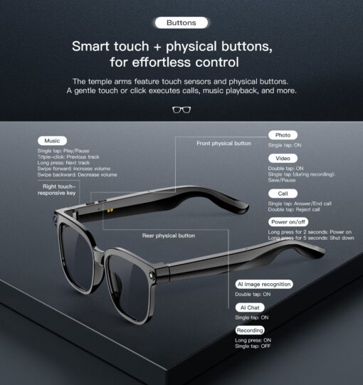 VALDUS M02s Smart Glasses 800W Camera Anti-vibration AI Translation Answer Call AI Dialogue Recording Sun Glasses for Women Men - Image 2