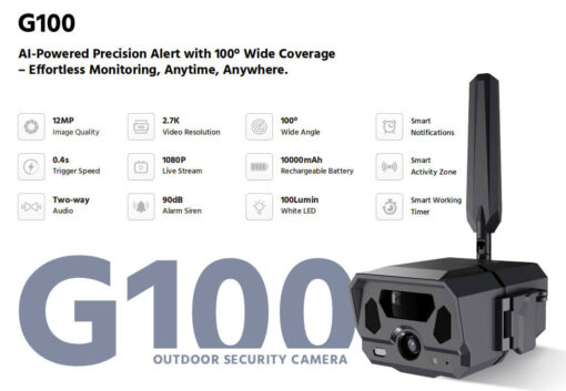 Willfine G100 Outdoor 4G LTE 2.7K Solar Powered AI Security Camera with Motion Detect - Image 4