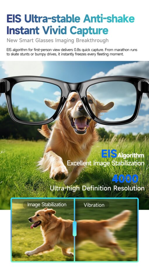 AI Smart Glasses Camera 8MP WiFi Voice Control Meeting Summary ChatGPT Powered Anti-Shake Noise Cancelling Waterproof Sunglasses - Image 9