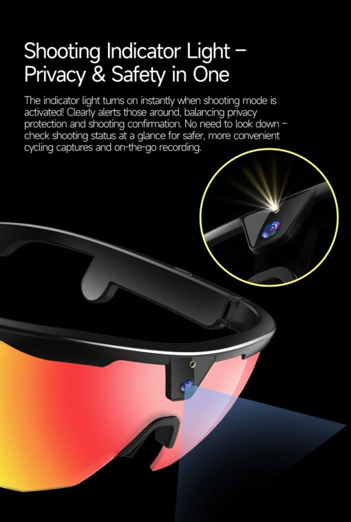 Hot Sale Outdoor AI Fashion Smart Glasses for Riding 1200P Video Recording Real-time Translation IP66 Waterproof 8 Hours Music - Image 3