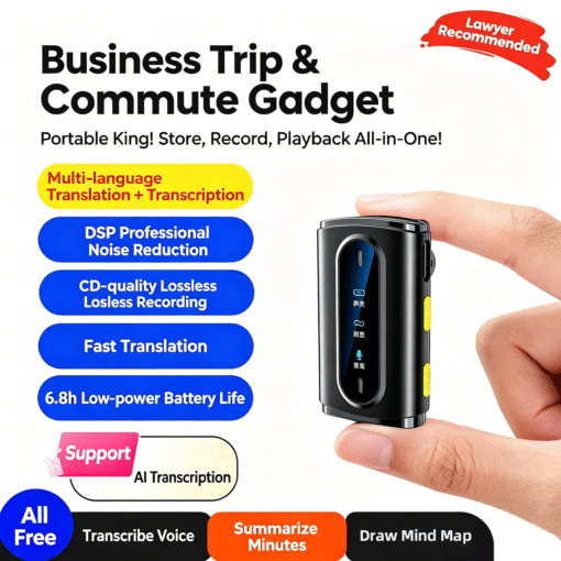SHUNQI Wearable Clip AI Voice Recorder on Lapel Microphone Real Time Transcription Dictaphone for Meetings Interviews Lectures - Image 6