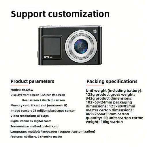 Cross-border Digital Camera Front-and-Rear Dual Screens Student-Style Selfie Beauty Mode Outdoor Point-and-Shoot Camera - Image 4