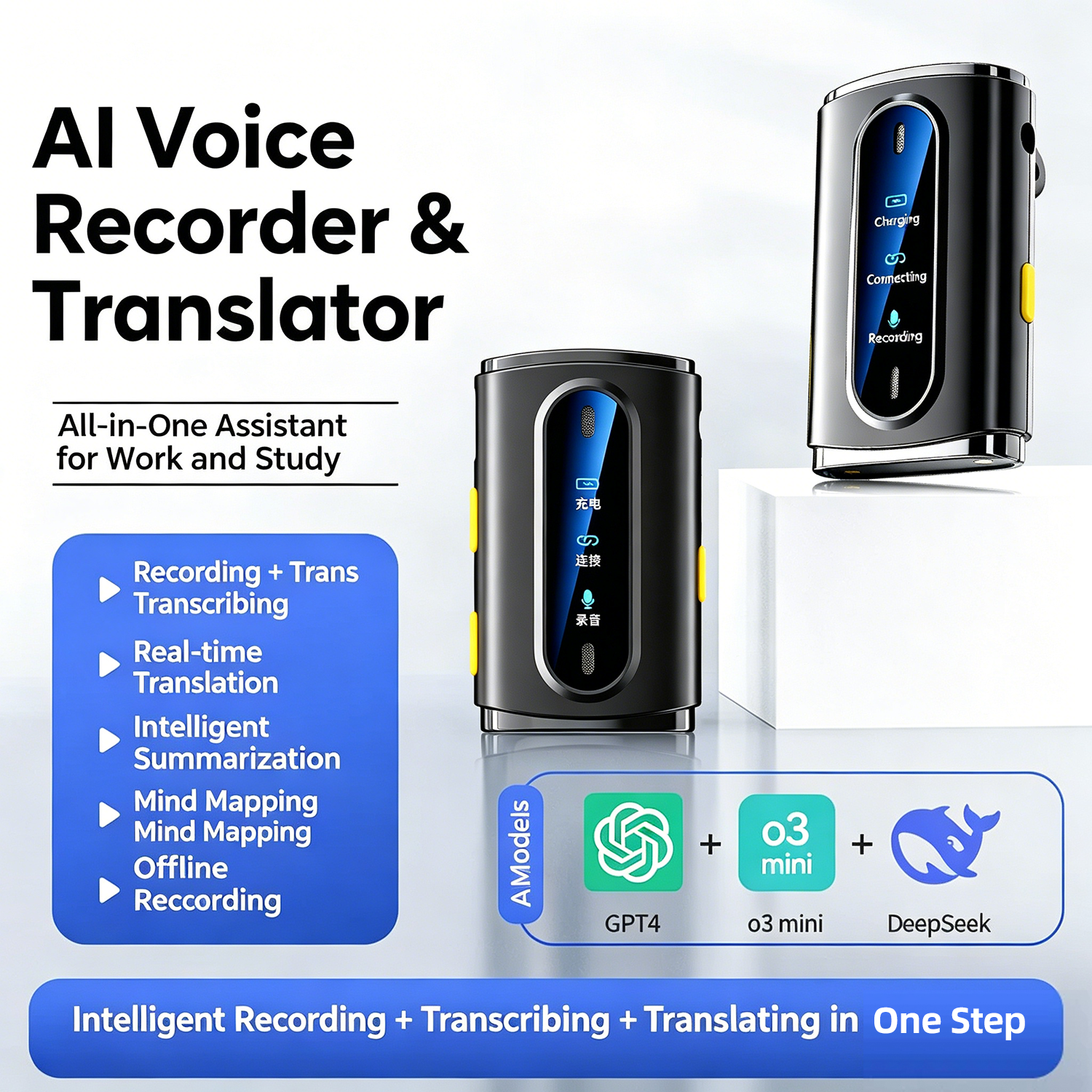 60c24b7502b0e8ca67fa9d53d555ab239bcd816896f081db4060603b6aea51d5 SHUNQI Wearable Clip AI Voice Recorder on Lapel Microphone Real Time Transcription Dictaphone for Meetings Interviews Lectures - Image 1