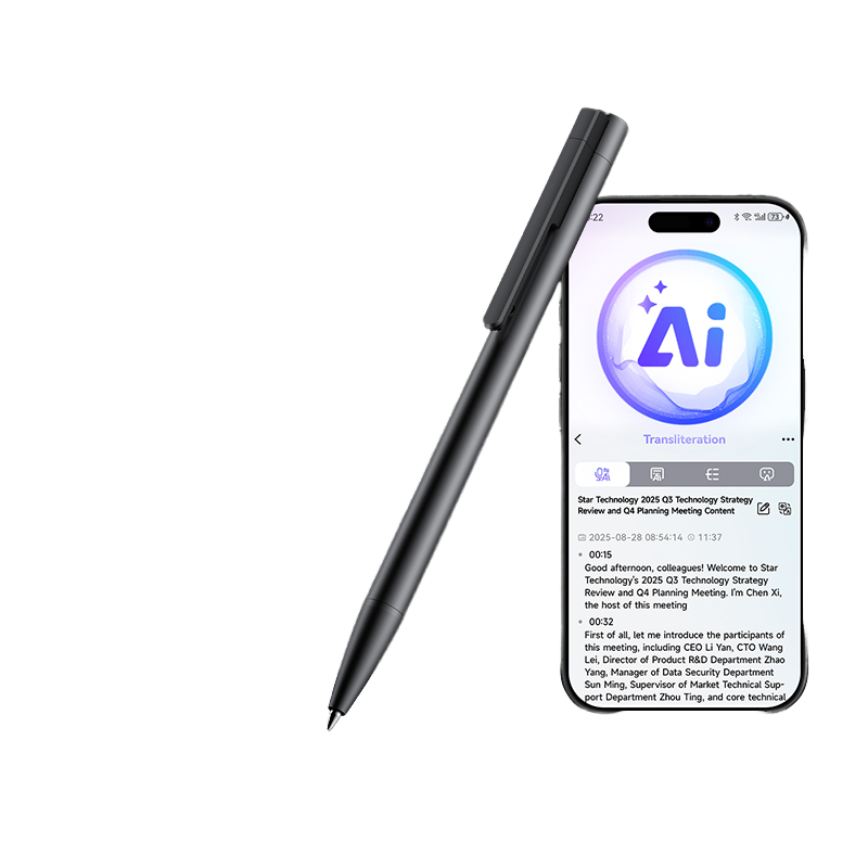 65ba565811958eac382826ef519753a2c309656e84afcc5714e9aa55ab0ed234 AI Voice Recorder Pen Aluminum Alloy Writing Pen, Lithium Battery Meeting Recorder with Transcription Translation AI Note Taker - Image 1