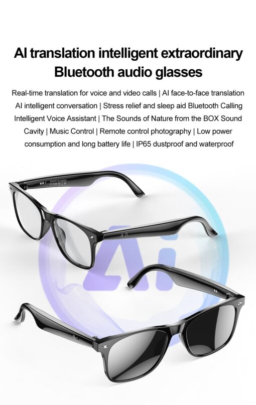 2025 W100 Smart Glass Multilingual Real-time AI Translation Chat GPT Sport Sunglass Business Anti Blue Light BT Call AI Glasses - Image 6