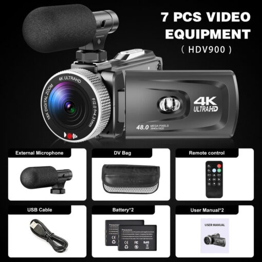 Cheap UHD 4K 18X Digital Zoom 12MP CMOS Sensor Professional Travel Camcorder with MicroSD Support for 360 Degree Photography - Image 7
