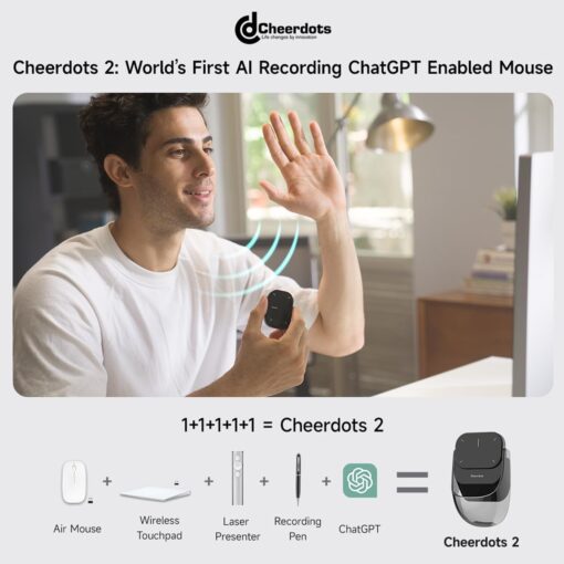 2025 AI Mouse Voice Recorder with Touchpad Detachable Air Operation PowerPoint Presentations Remote Transcribe Summarize by AI - Image 5