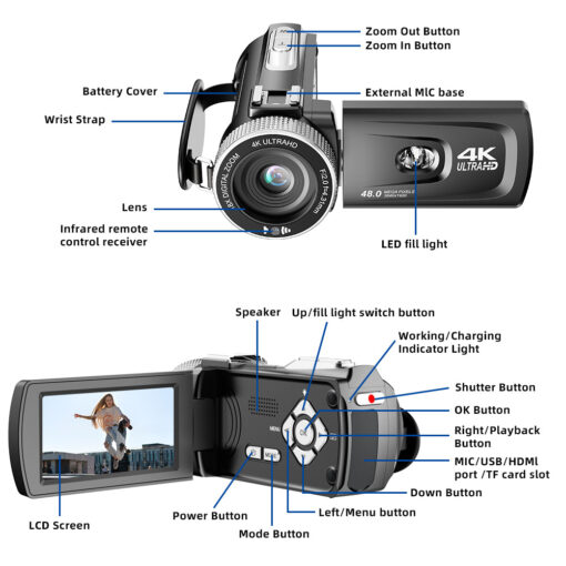 Cheap UHD 4K 18X Digital Zoom 12MP CMOS Sensor Professional Travel Camcorder with MicroSD Support for 360 Degree Photography - Image 3