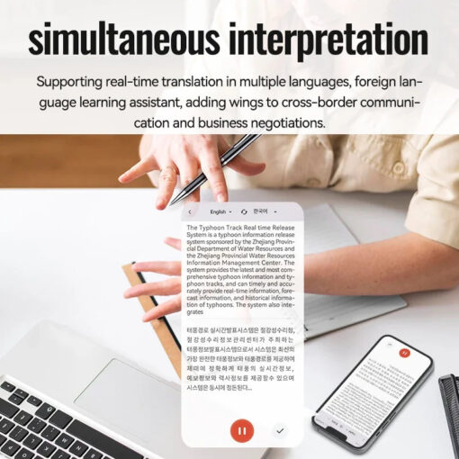 Q90A AI Voice Recorder Pen ChatGPT Smart Real-Time Transcription Translation Mind Map APP Control Portable Dictaphone Type-C ABS - Image 5