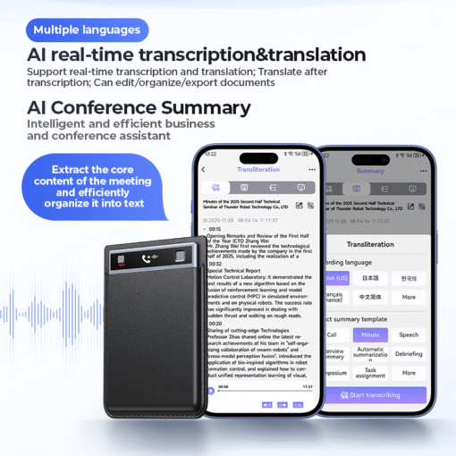 Customize Credit Card Style Voice Recorder with Real Time AI Transcription Multilingual Translation and Magnetic Protective Case - Image 5