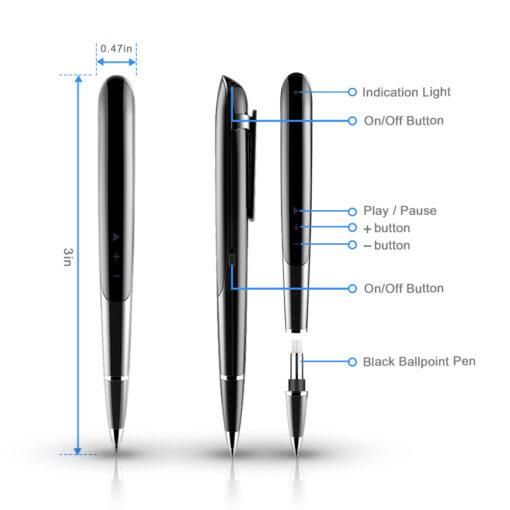Newest Screen Recording Pen Voice Controlled Recording Portable Recorder E-book Playback Device Body Worn Audio Voice Recorder - Image 6