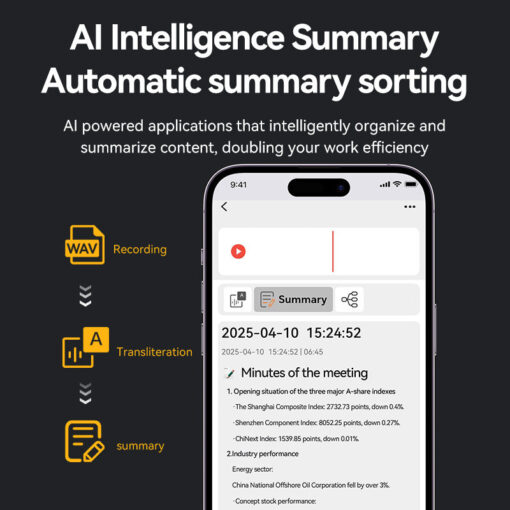 Newyes Voice Text Memos Chat GPT AI Powered 64GB Aluminum Alloy Note Taker Digital MP3 Audio Recorder One-Click Recording 18h - Image 3