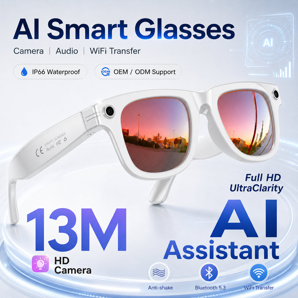 8b5ccfed9123c12857dd8ec284ccf2509e7bf2eda345c49b21e9395bf9cd3867 290Mah AI Smart Glasses Voice Wake up Lightweight Smart Glasses With Camera 4K Real Time Capture Translation - Image 1