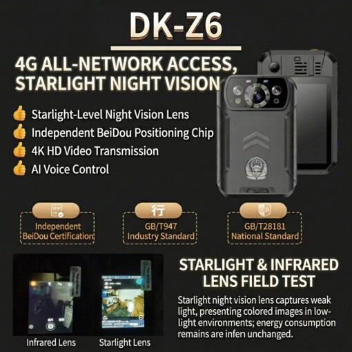 DK-Z6 4G Mini Android Body Camera CMOS Sensor PTT Touch Screen Walkie Talkie Two-way Radio Global - Image 8