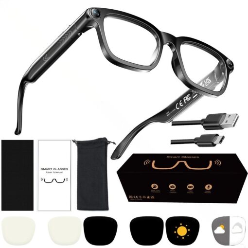 M08  AI Smart Glasses Camera Illumination Color Change Bluetooth Call AI Dialogue Translation Smart Glasses - Image 2