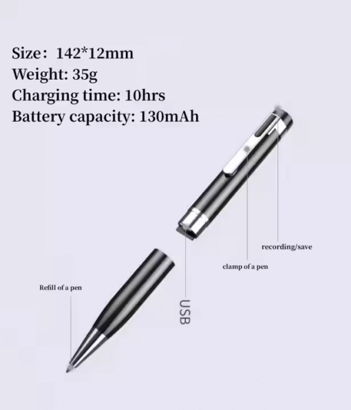 128GB Portable Digital Mini Audio Voice Recorder Pen - Image 4