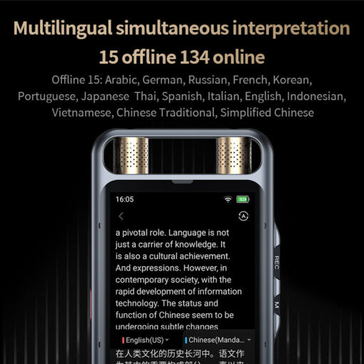 M5 64GB Card Digital Voice Recorder AI Full Touchscreen Audio Recorder Device for Meetings Lectures Text Summary Playback - Image 7