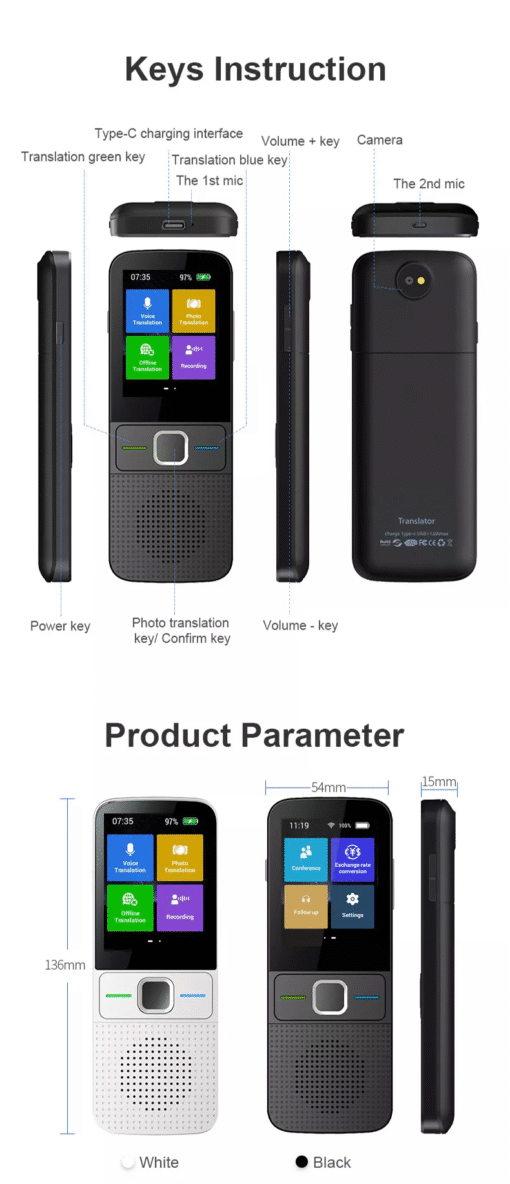 Global Instant Voice Translator Device Simultaneou Interpretation Arabic Dutch Language Translator Device Offline Two Way Online - Image 5