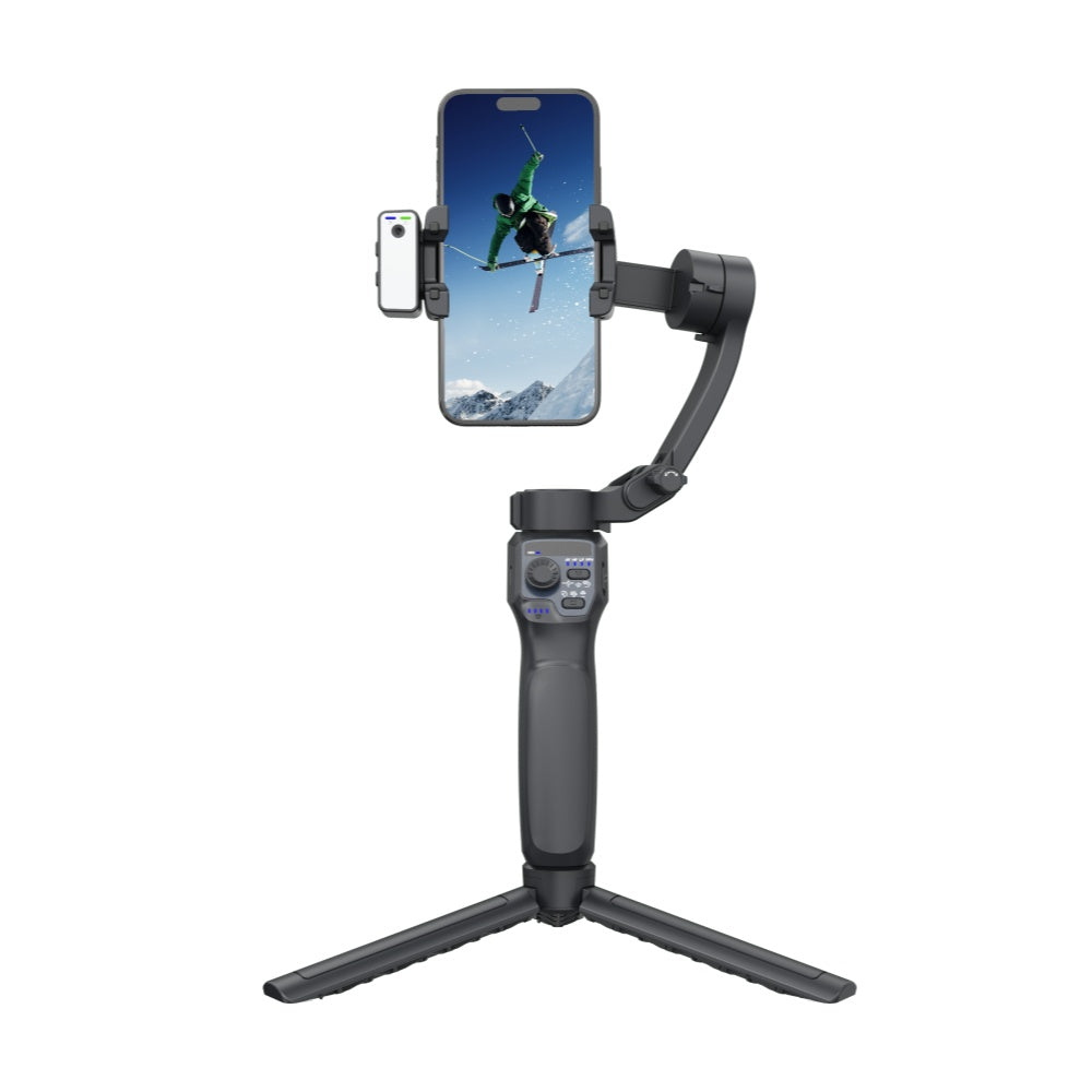 af8f4eb8ef26682a258622f2c3b4d23055acf82389bb23e1c10ef94249f3346a 3- Smartphone Gimbal Stabilizer AI Face Tracking No App Needed with Selfie Fill Light Auto Balance Inception FPV Foldable - Image 1
