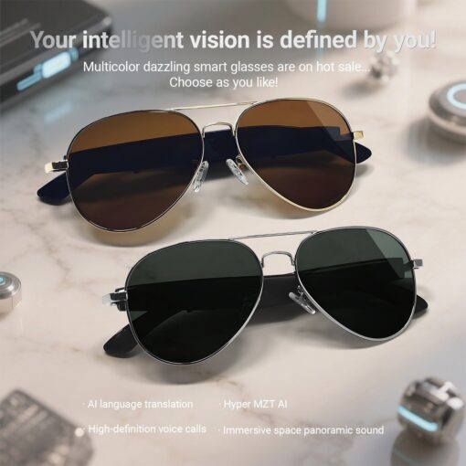 AI Smart Glasses Translate 100 Languages Voice Assistant Call Music Navigation Magnetic Charging Metal Frame Remote Photography - Image 5
