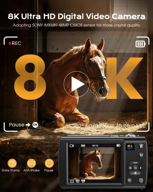 New 8K 88MP Digital Camera for Photography with WiFi Front Rear Lens  Autofocus Touch ScreenVlogging Camera for YouTube & Travel - Image 5