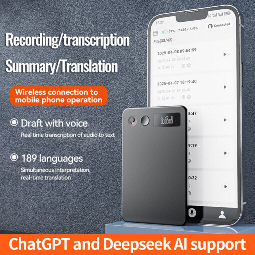 Newyes Voice Text Memos Chat GPT AI Powered 64GB Aluminum Alloy Note Taker Digital MP3 Audio Recorder One-Click Recording 18h - Image 6