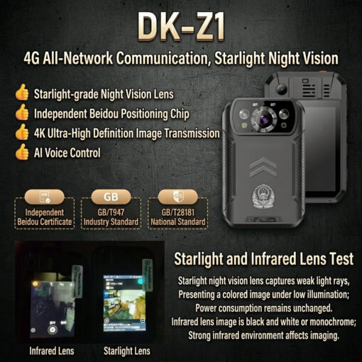 DK-Z1 4G Mini Android Body Camera CMOS Sensor PTT Touch Screen Walkie Talkie Two-way Radio Global - Image 4