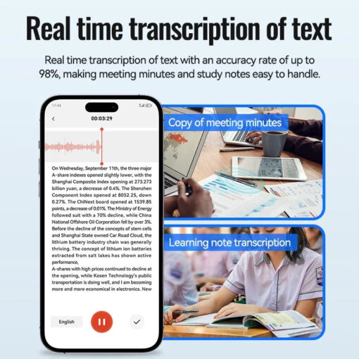 Q90A AI Voice Recorder Pen ChatGPT Smart Real-Time Transcription Translation Mind Map APP Control Portable Dictaphone Type-C ABS - Image 6