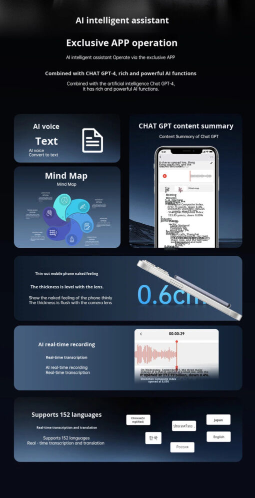 Smart Voice Activated AI Voice Recorder with Real-time Transcription Simultaneous Interpretation & AI Note Taker - Image 6