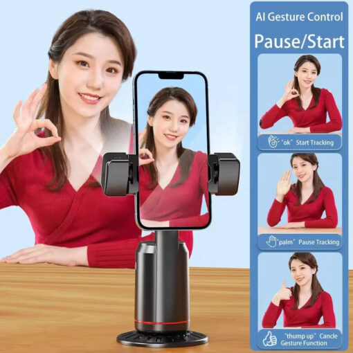 360° Rotating Smartphone Gimbal Stabilizer with Face Tracking & Remote Shooter - Auto Selfie Stick for Live Streaming/Vlogging - Image 2