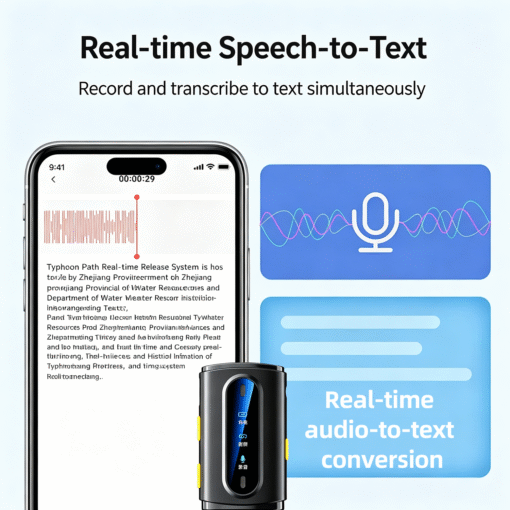 SHUNQI Wearable Clip AI Voice Recorder on Lapel Microphone Real Time Transcription Dictaphone for Meetings Interviews Lectures - Image 5