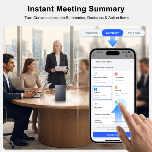 AI Voice Recorder for Transcription Conference AI Voice Assistant Device for Summary Mind Map Meeting AI Note Taker With Magsafe - Image 2