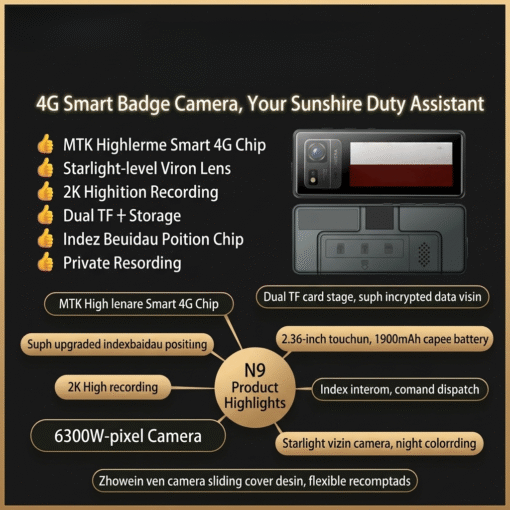 Easytalk Z9 Smart 4G Wireless Body Camera Touch Screen CMOS 2K Video Electronic Name Card PTT Intercom Walkie Talkie Features - Image 7