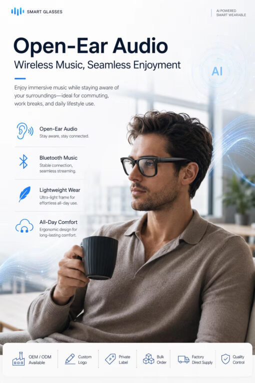 290Mah AI Smart Glasses Voice Wake up Lightweight Smart Glasses With Camera 4K Real Time Capture Translation - Image 6