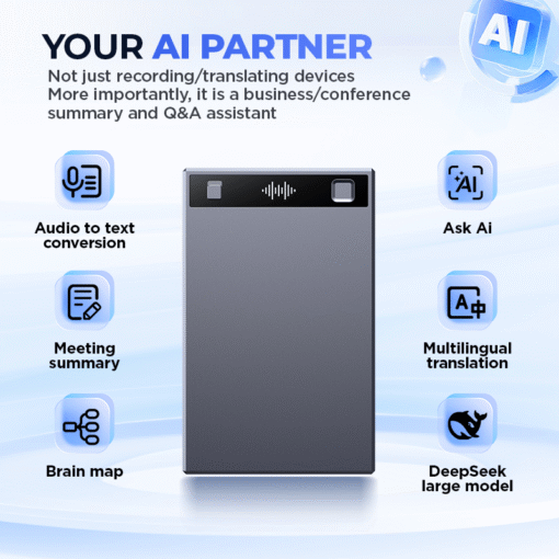 Customize Credit Card Style Voice Recorder with Real Time AI Transcription Multilingual Translation and Magnetic Protective Case - Image 3